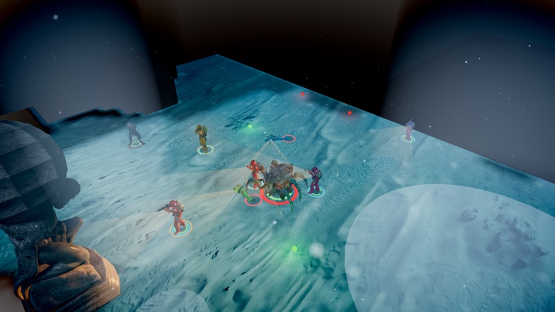 A wide view of the engagement with both factions on the seabed